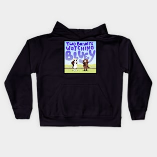 Two Bandits Watching Bluey Logo Kids Hoodie